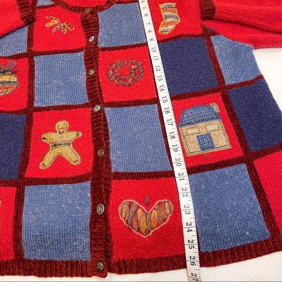 Vintage Christmas Sweater with Patchwork & Embellishments Size XL - Picture 4 of 9